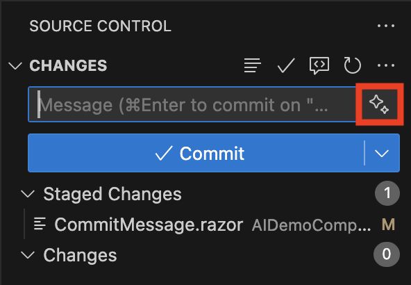 Generate Commit Message with Copilot button