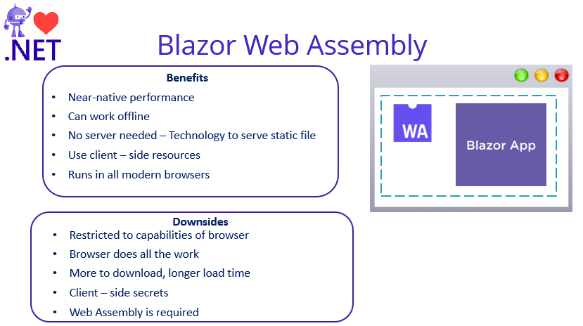 benefits and drawbacks of blazor web assembly