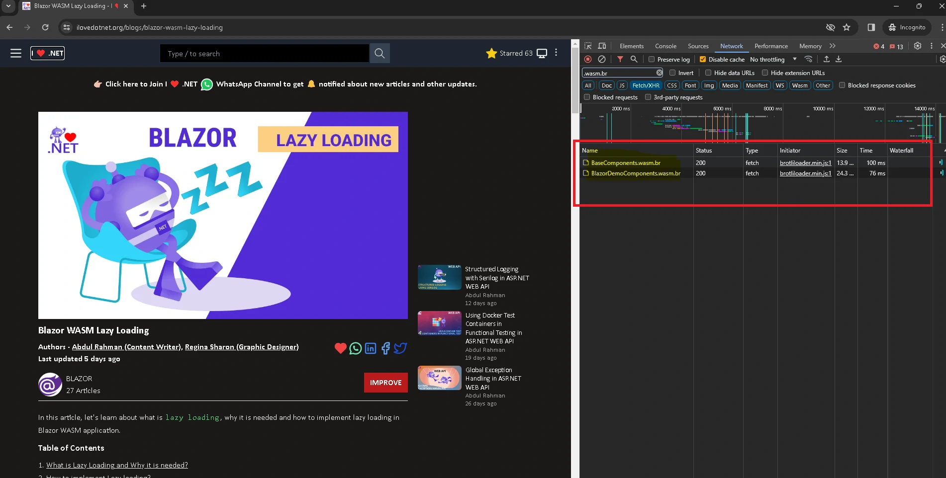 lazy loading of blazor demo components