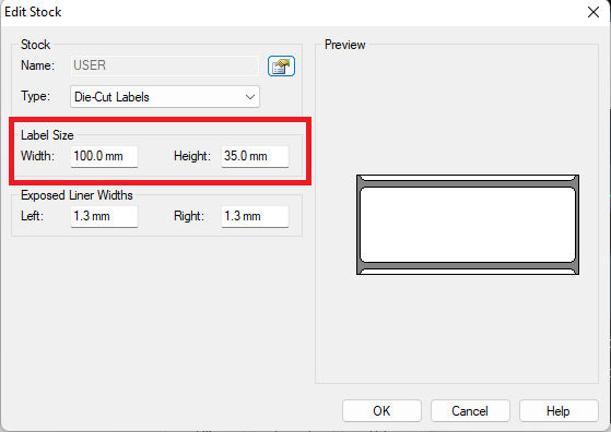 label size settings