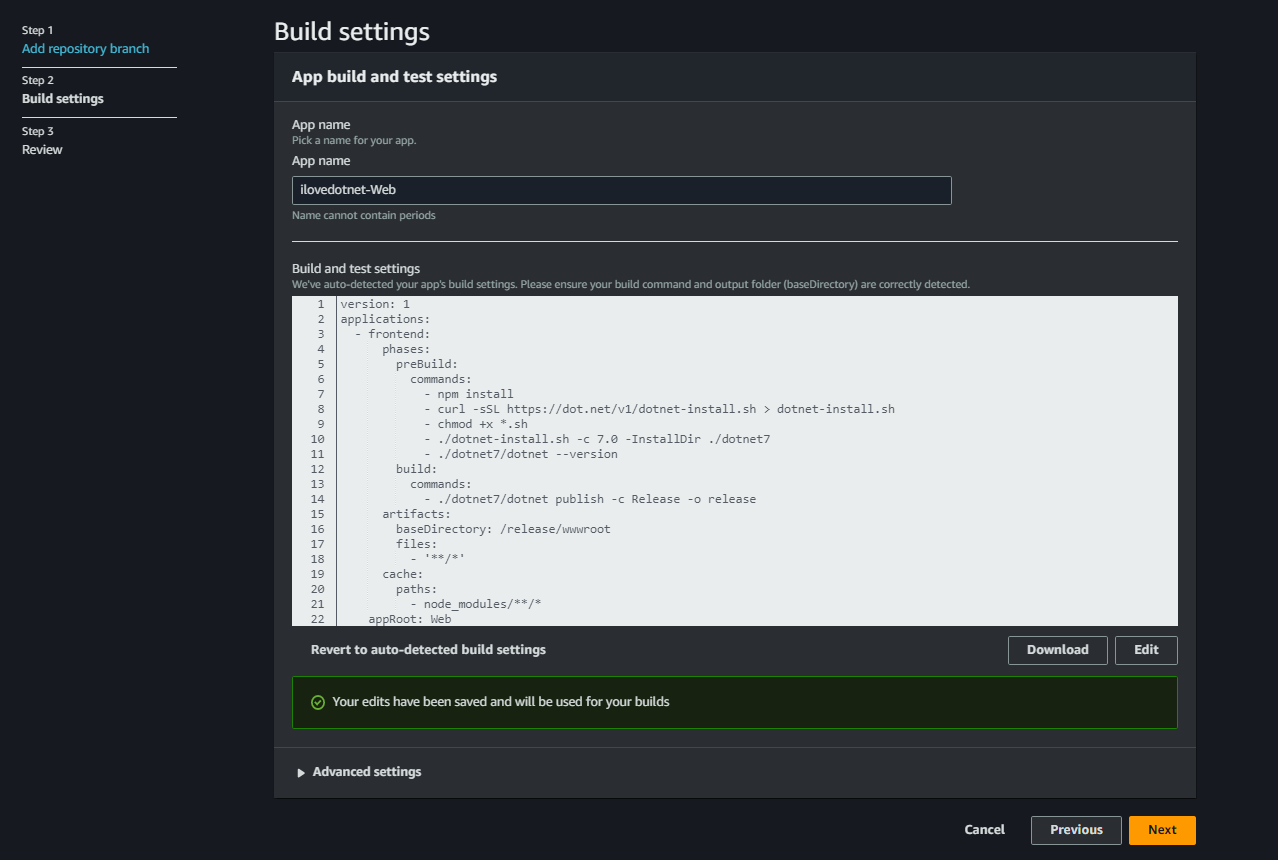 build settings