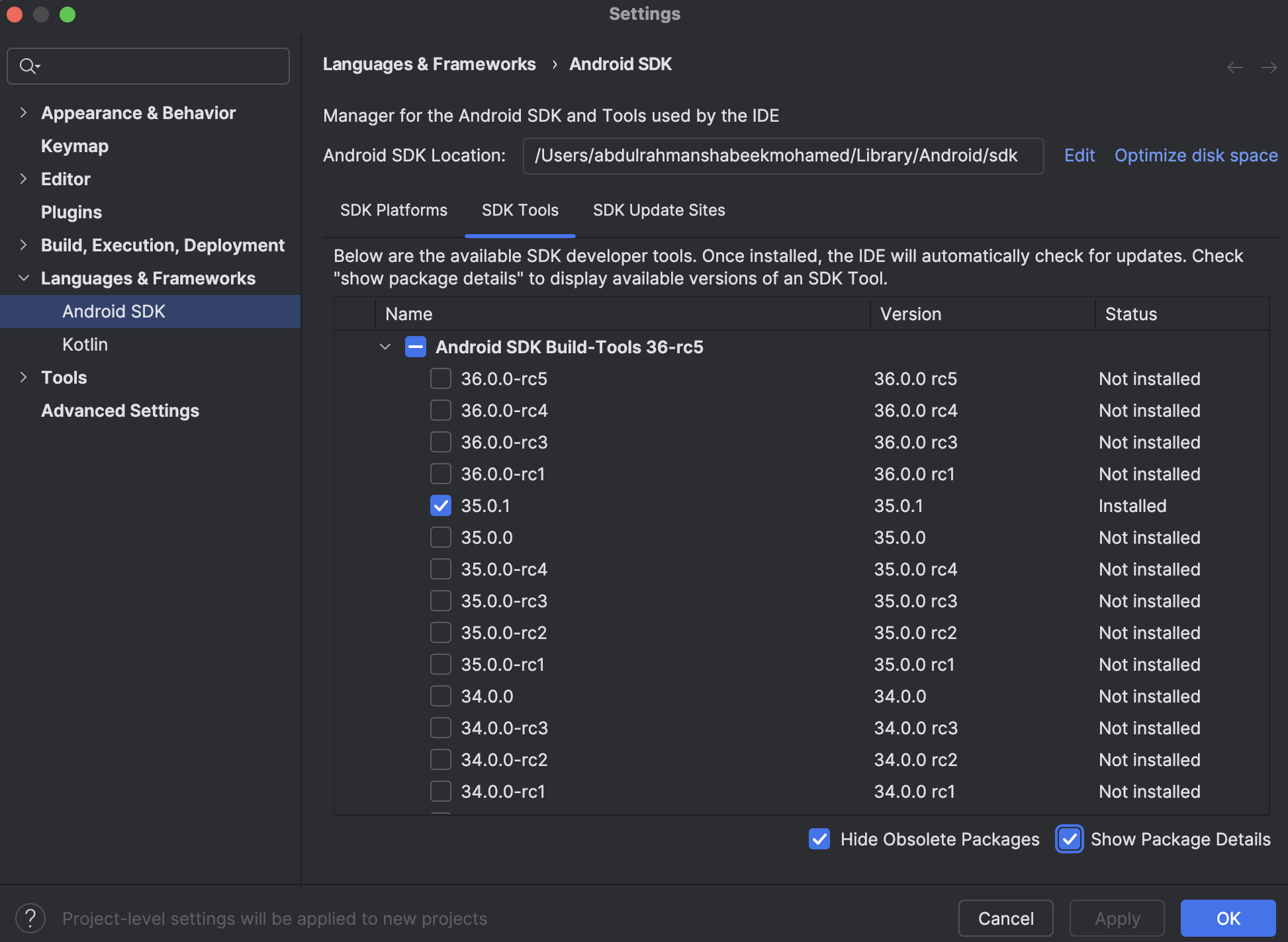 android-build-tools-installation