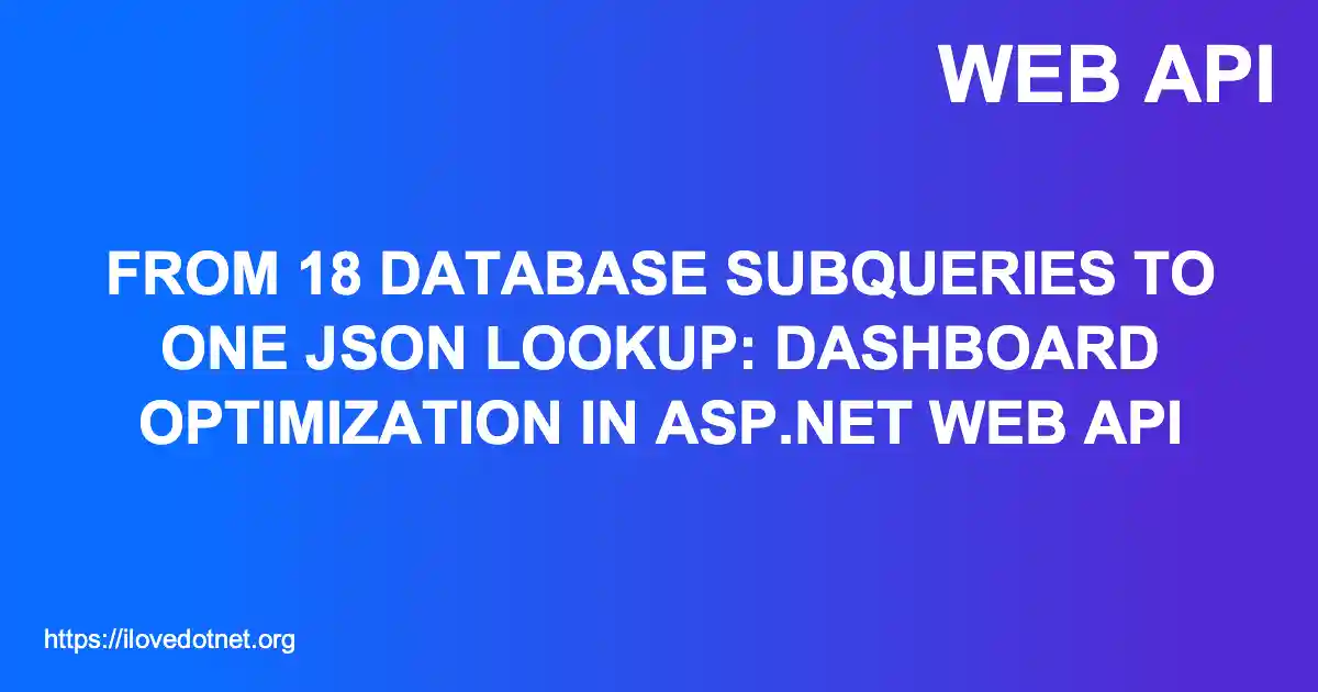 From 18 Database Subqueries to One JSON Lookup: Dashboard Optimization in ASP.NET Web API